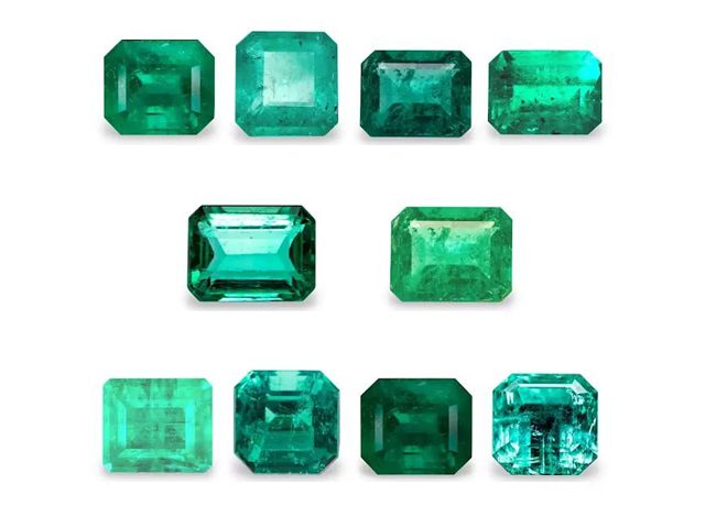 selection of different coloured emeralds